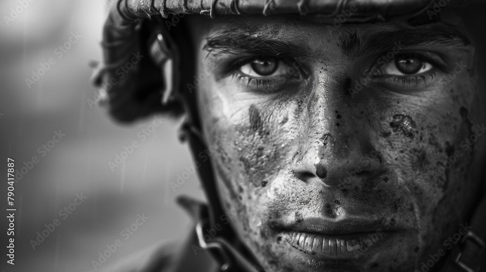 Close-Up of American Soldier in Iraq Conflict Close-Up of American Soldier in Iraq Conflict