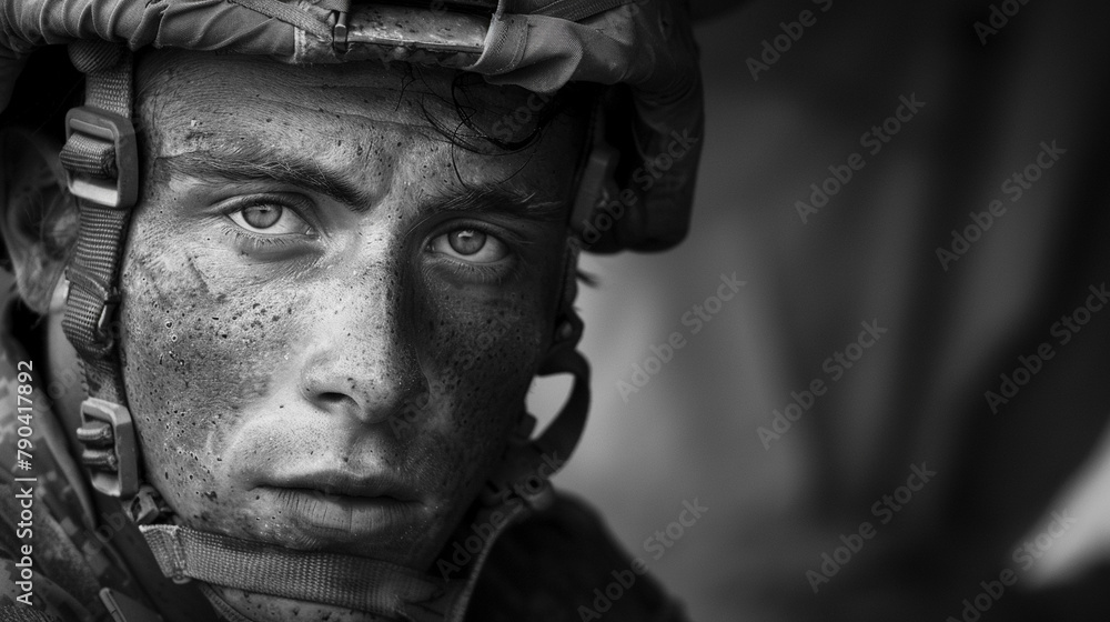 American Soldier Portrait in Iraq War Zone American Soldier Portrait in Iraq War Zone