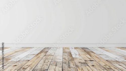 Empty Room and Wall White wall with wooden floor