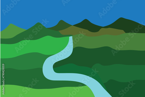 landscape, sky, nature, green, grass, mountain