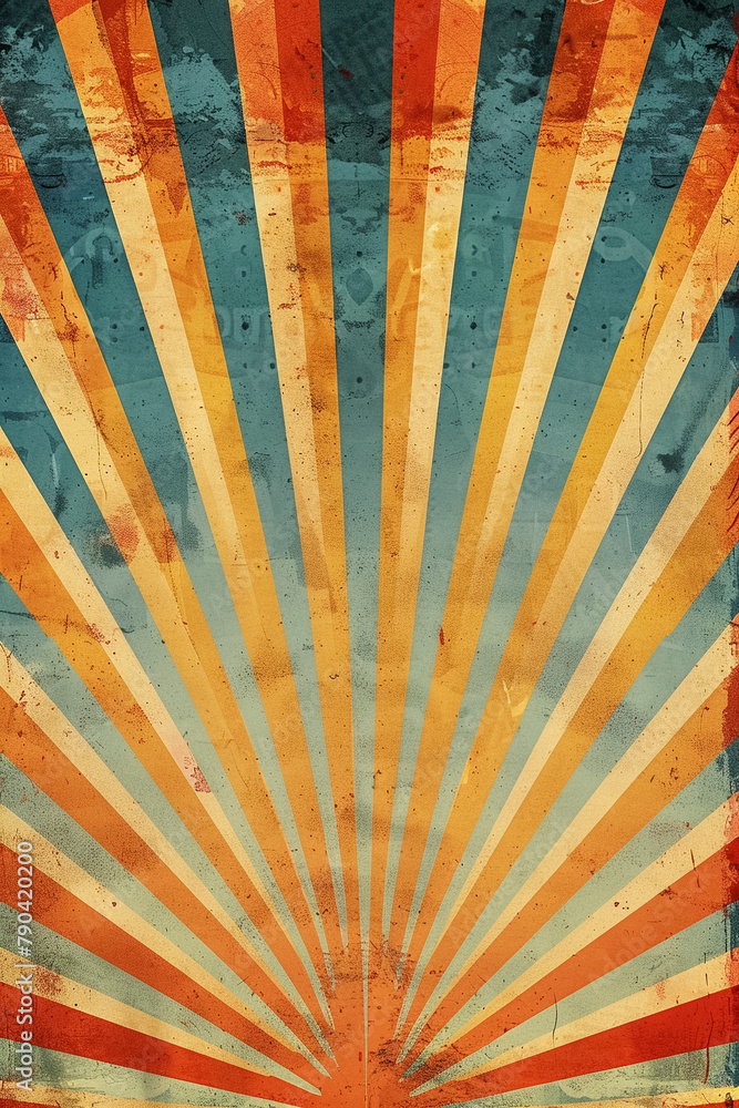 Vintage Sun Retro Banner, colorful Grunge Sunburst Illustration