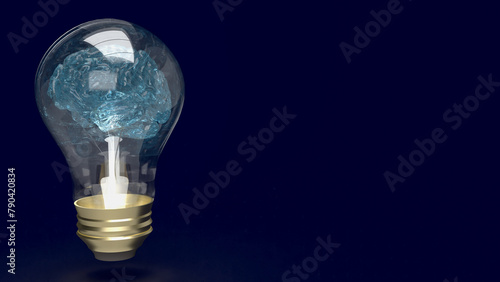 The Brain light bulb for education or creative inspiration concept 3d rendering.