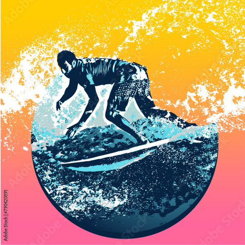 surf, ilustracion, olas, silueta, pegatina, surfista, vector	