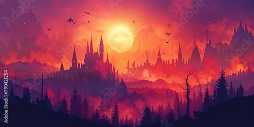 halloween night background, cartoon illustration © toomi123