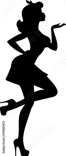 Woman blowing kiss silhouette vector graphic © Joe