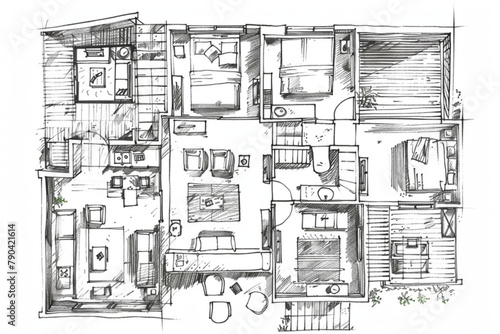 Architectural Drawings, people plan vector in park out door illustration, top view, Minimal style hand drawn, set elements for architecture and landscape design. Sections, Elevations, Floor Plans. vec