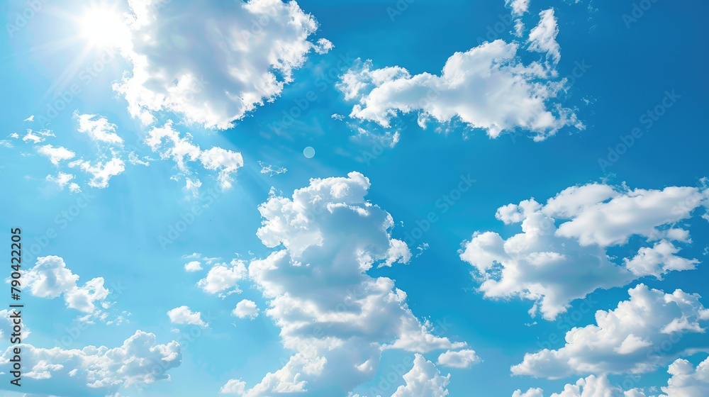 Photo of clear blue skies with white clouds in a natural background Photo of clear blue skies with white clouds in a natural background
