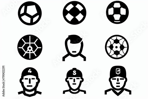 Athletic icons Pixel perfect. Football ,team, headcare ,... vector icon, white background, black colour icon © Ahtesham