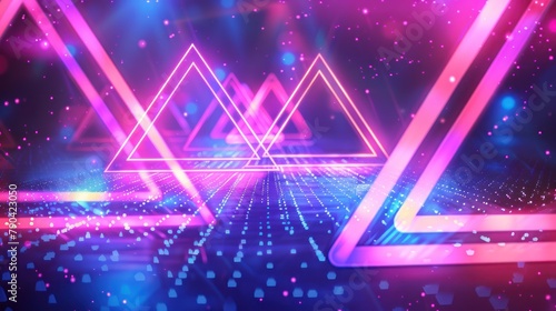 Retro style background with triangle grid lights