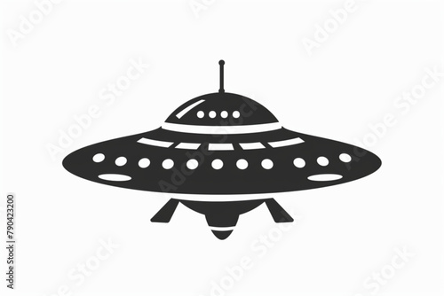  flat ufo icon illustration design  simple alien ship symbol vector vector icon  white background  black colour icon