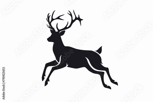 jumping deer icon illustration  simple deer logo design vector icon  white background  black colour icon
