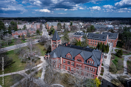 Aerial view of the University of New Hampshire in April 