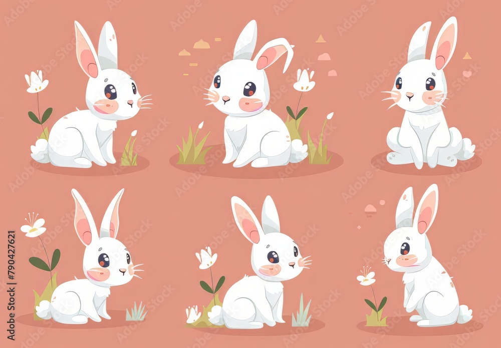 Cute bunnies: adorable bunny art featuring chubby cheeks, expressive eyes. Easter-themed content Cute bunnies: adorable bunny art featuring chubby cheeks, expressive eyes. Easter-themed content
