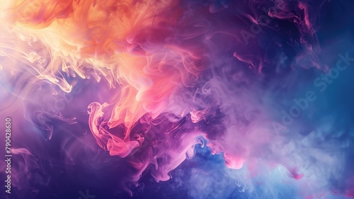 Abstract colorful smoke on blue background