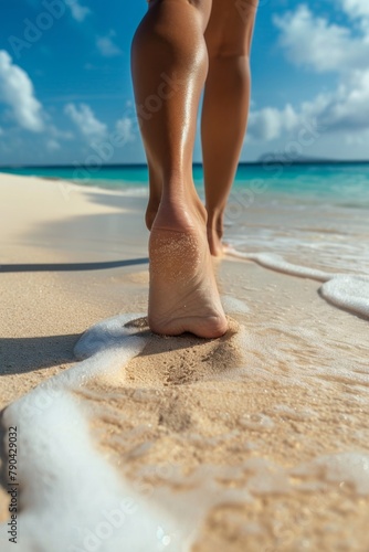 female feet in the sand on the beach Generative AI © València