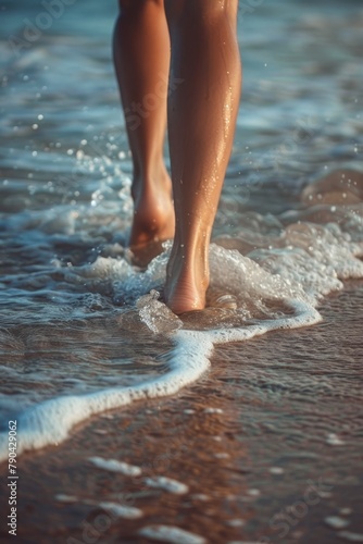 female feet in the sand on the beach Generative AI © València