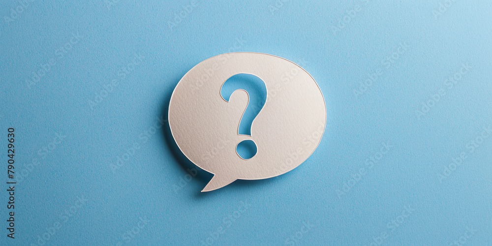Speech balloon made of paper with question mark inside Speech balloon made of paper with question mark inside