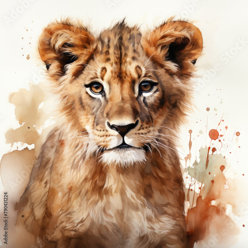 Watercolor African Lion, clipart Illustration, Generative Ai