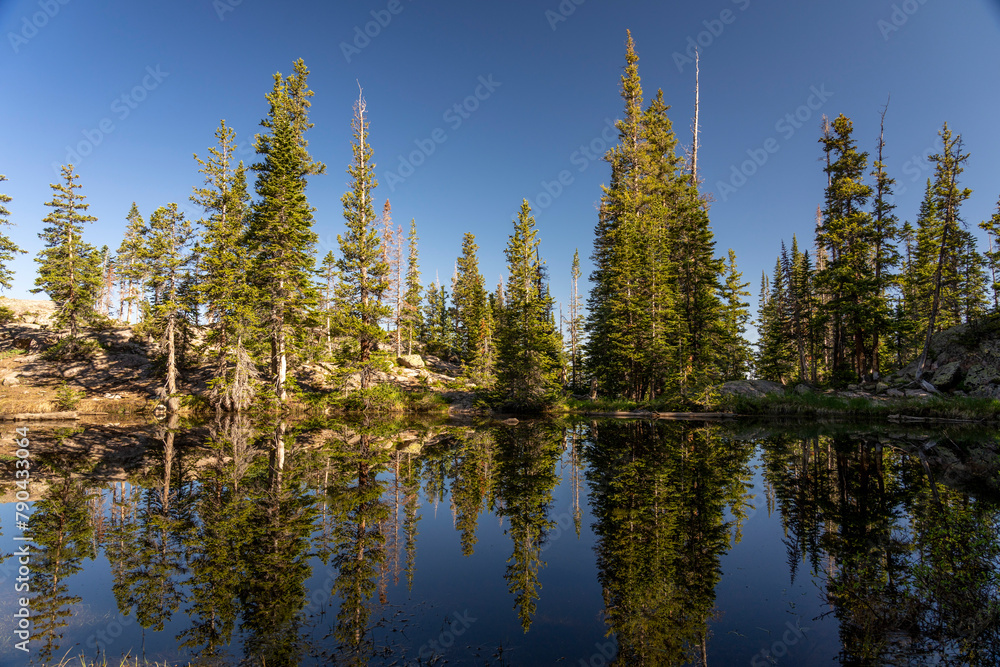 reflections across an alpine mountain lake