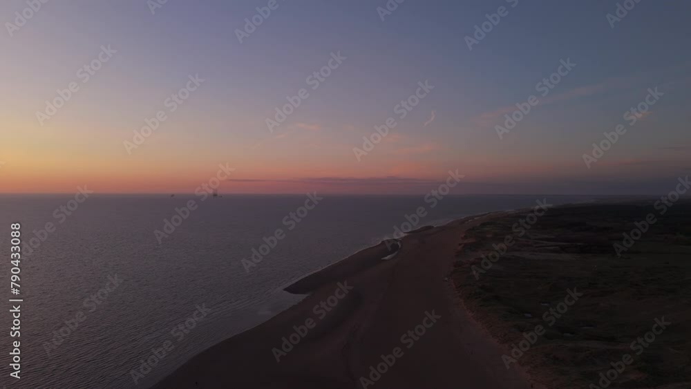 Aerial view of Formby beach in Merseyside during beautiful sunset Aerial view of Formby beach in Merseyside during beautiful sunset