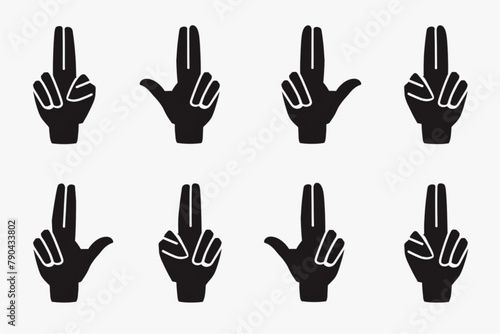 set of keep silence sign illustration vector, keep silence symbol design vector icon, white background, black colour icon