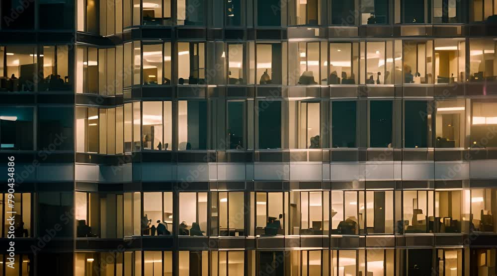 Nighttime Vigilance: Close-Up Glimpse of Dedicated Workers in a Corporate Office Building
Nighttime Vigilance: Close-Up Glimpse of Dedicated Workers in a Corporate Office Building