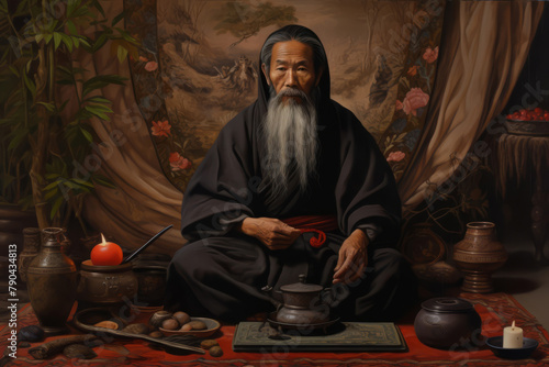 Chinese gray-haired sage healer