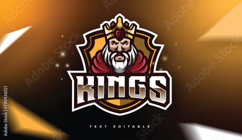 Gold crown king logo template with text editable