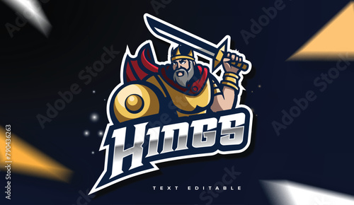 Knight Gold crown king logo template with text editable