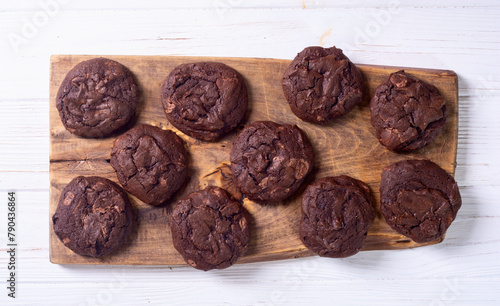 Group of homemade american chocolate cookies