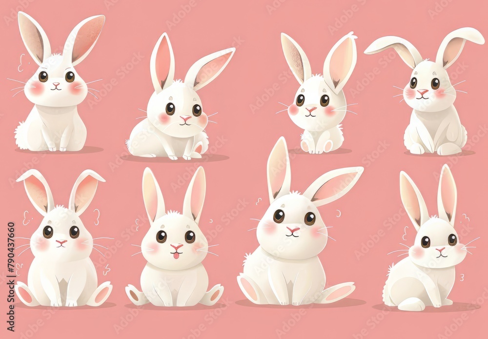 Cute bunnies: adorable bunny art featuring chubby cheeks, expressive eyes. Easter-themed content Cute bunnies: adorable bunny art featuring chubby cheeks, expressive eyes. Easter-themed content