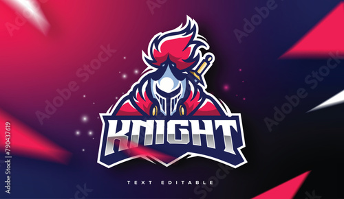Red Knight logo template with text editable