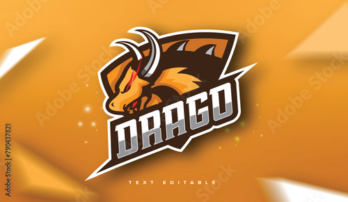 Yellow dragon gaming logo template with text editable