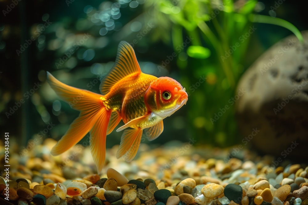 Goldfish serenity. Finding peace amidst aquatic life Goldfish serenity. Finding peace amidst aquatic life
