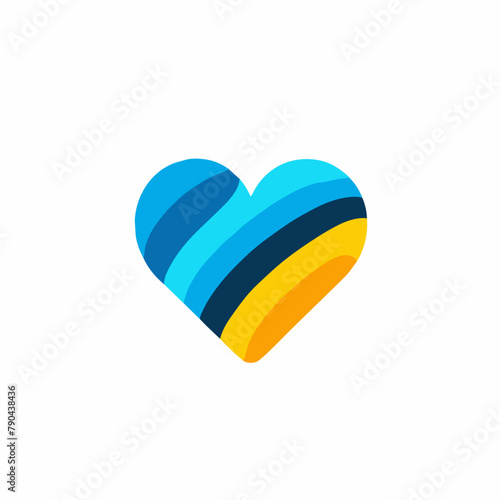 disegno illustrazione logo a forma di cuore con i colori della bandiera Ucraina 
