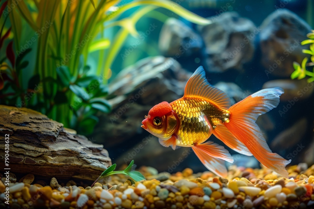 Goldfish oasis. Haven in the aquatic garden Goldfish oasis. Haven in the aquatic garden