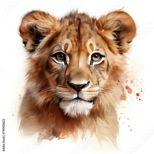 Watercolor Asiatic Lion  clipart Illustration  Generative Ai