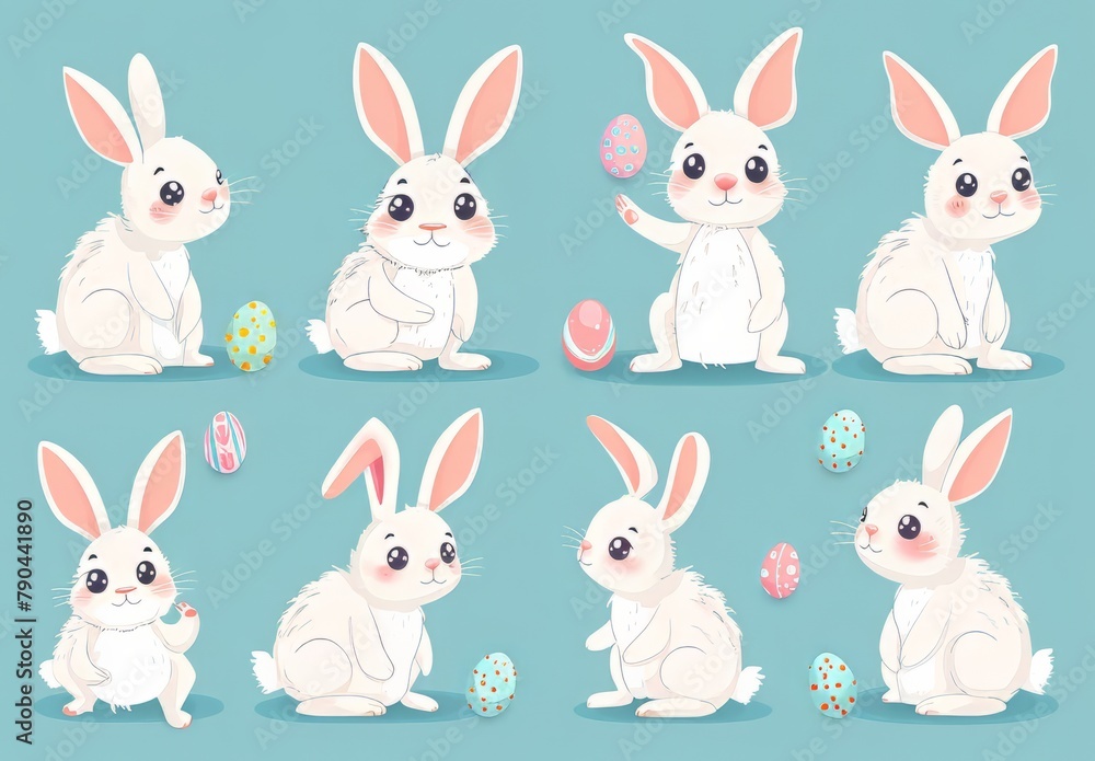 Cute bunnies: adorable bunny art featuring chubby cheeks, expressive eyes. Easter-themed content Cute bunnies: adorable bunny art featuring chubby cheeks, expressive eyes. Easter-themed content