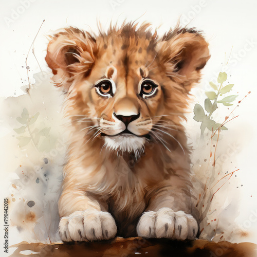 Watercolor Barbary Lion  clipart Illustration  Generative Ai