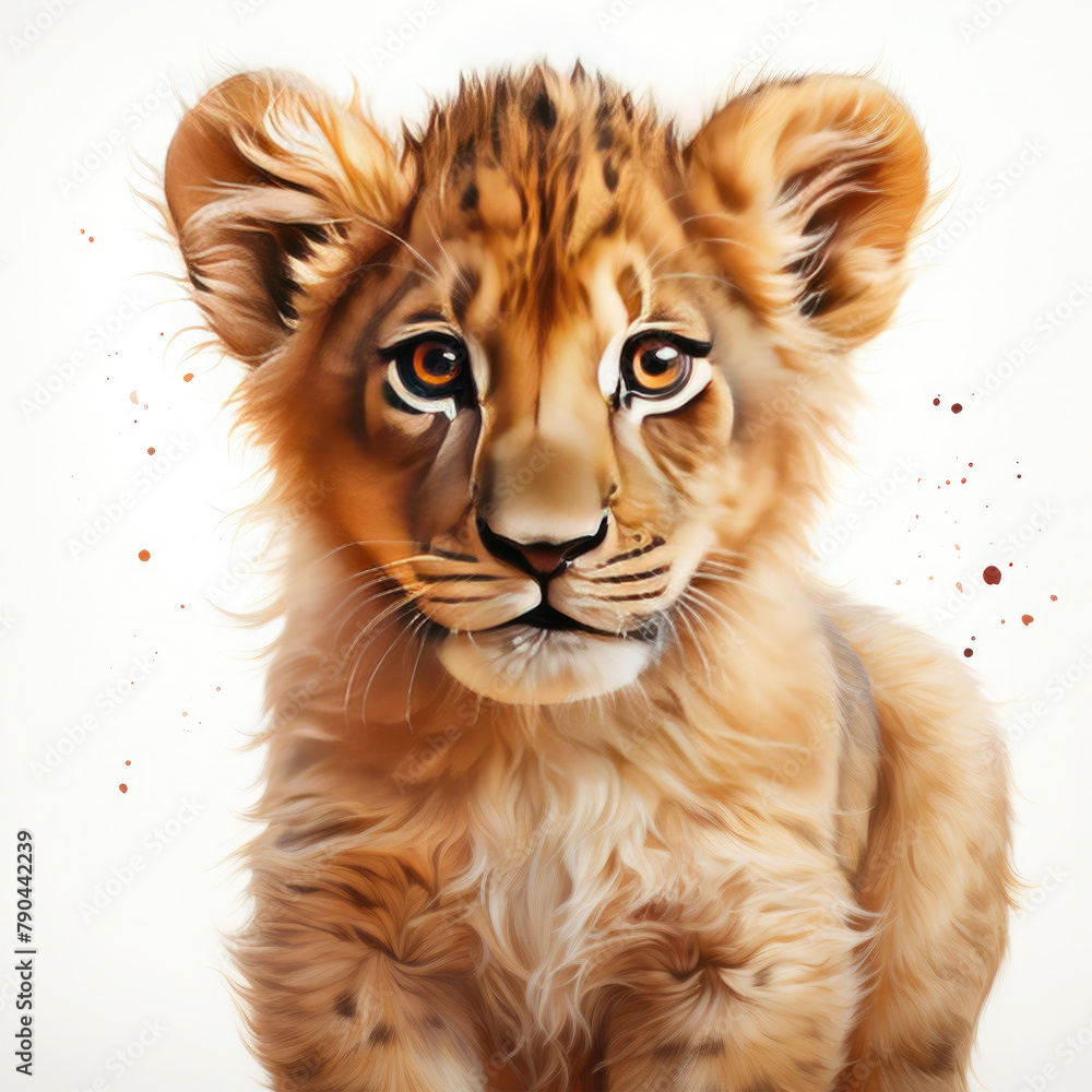 Watercolor Barbary Lion, clipart Illustration, Generative Ai Watercolor Barbary Lion, clipart Illustration, Generative Ai
