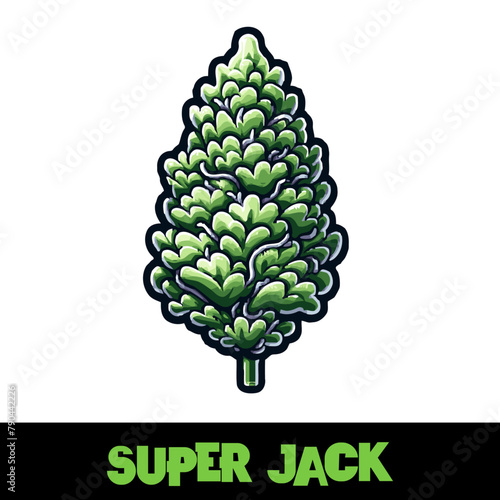 Vector Illustrated Super Jack Cannabis Bud Strain Cartoon
