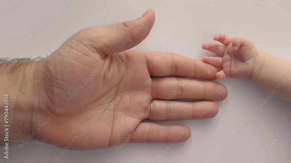Father's Hand Compared to Newborn Baby's Tiny Hand. Emotional connection. Father's Hand Compared to Newborn Baby's Tiny Hand. Emotional connection.