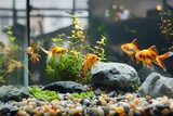 Goldfish tranquility. Peaceful drift in aquatic realm