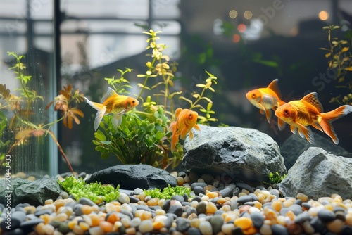 Goldfish tranquility. Peaceful drift in aquatic realm