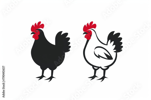 simple chicken icon illustration design, cute hen symbol vector icon, white background, black colour icon