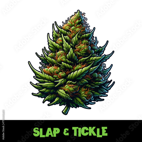 Vector Illustrated Slap and Tickle Cannabis Bud Strain Cartoon
