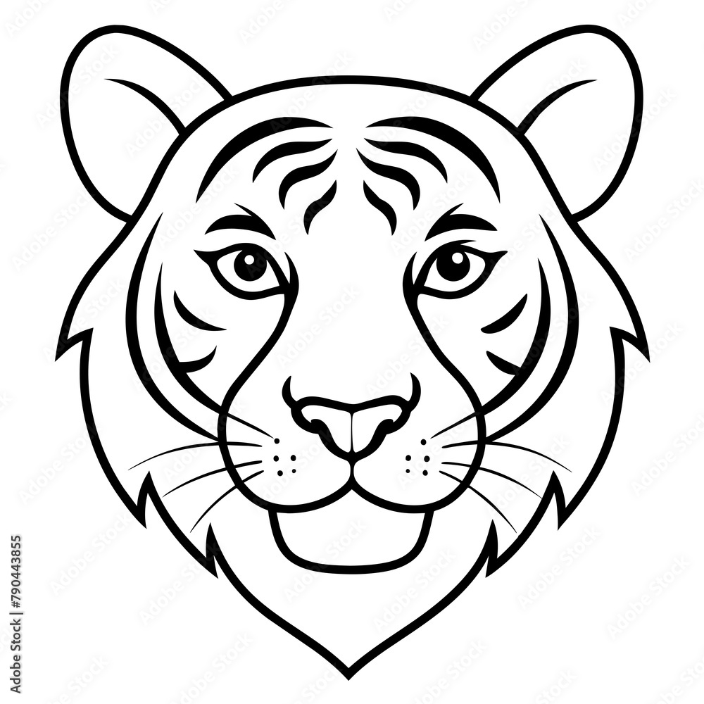 Fototapeta premium tiger head illustration mascot,tiger silhouette,tiger vector,icon,svg,characters,Holiday t shirt,black tiger head drawn trendy logo Vector illustration,tiger line art on a white background 