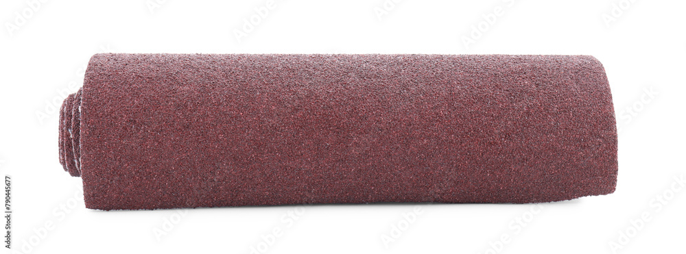 Obraz premium Rolled sheet of sandpaper isolated on white
