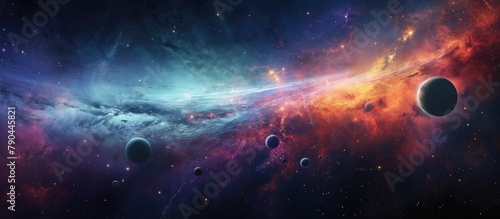 Group of Planets Floating in Outer Space photo