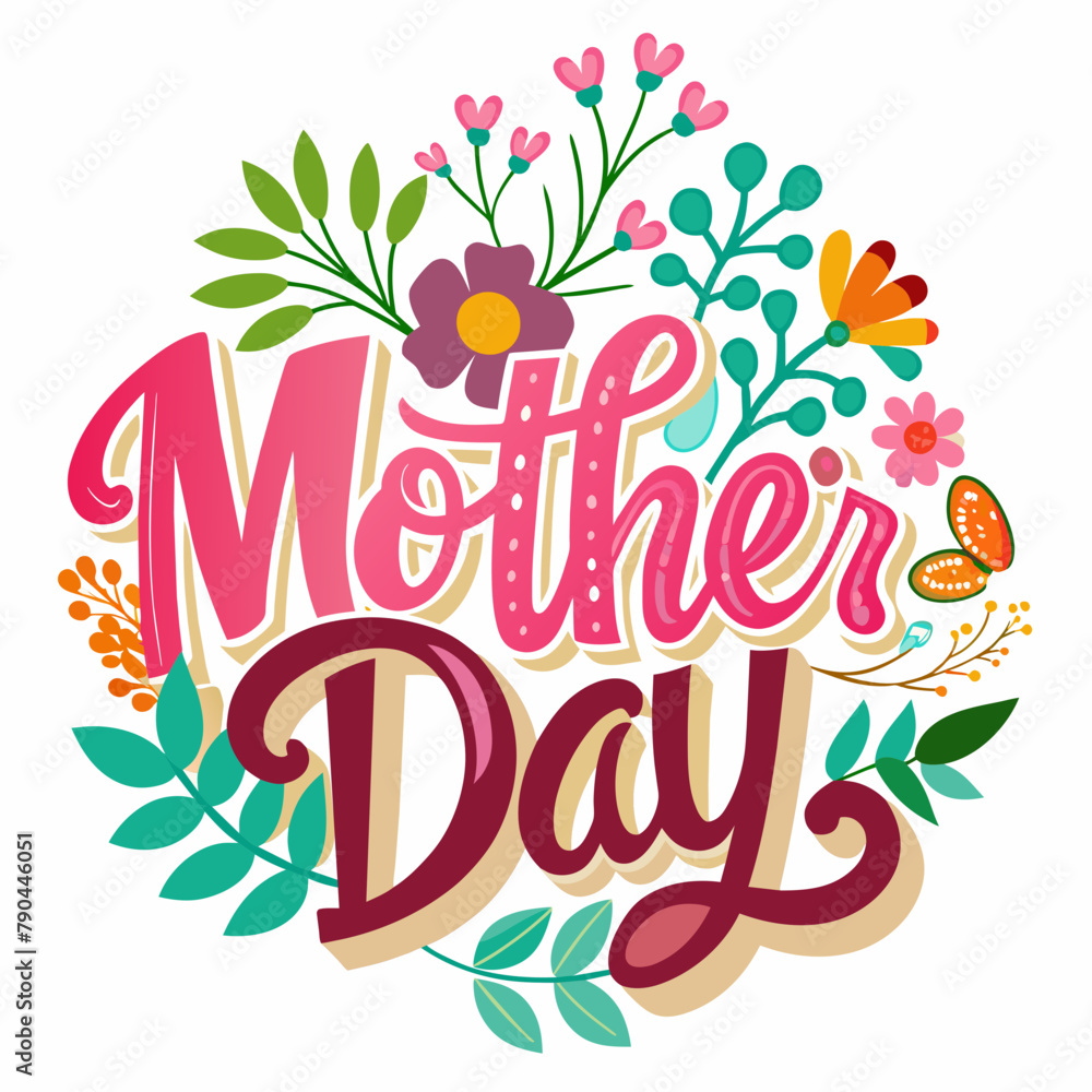 Obraz premium Mothers Day Vector Illustration,Mom Life T Shirt,Mother Home Decor Hand Drawn Phrase,Happy Mothers Day Typography T Shirt Quotes Vector Bundle,Cut File Cricut,Silhouette,calligraphy,png